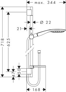 Душевой гарнитур Hansgrohe Raindance Select Е 150 3 jet 27856400 650 мм